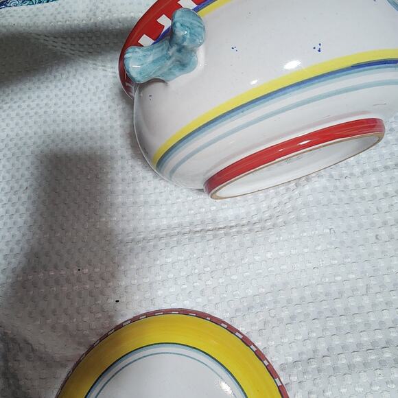 ITALIAN EUC BIRDIE CASSAROLE DISH WITH LID CERAMIC - Picture 4 of 9